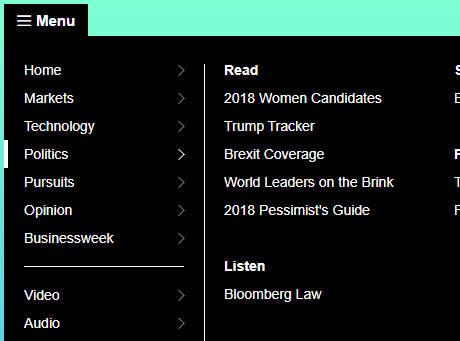 Bloomberg dropdown menu